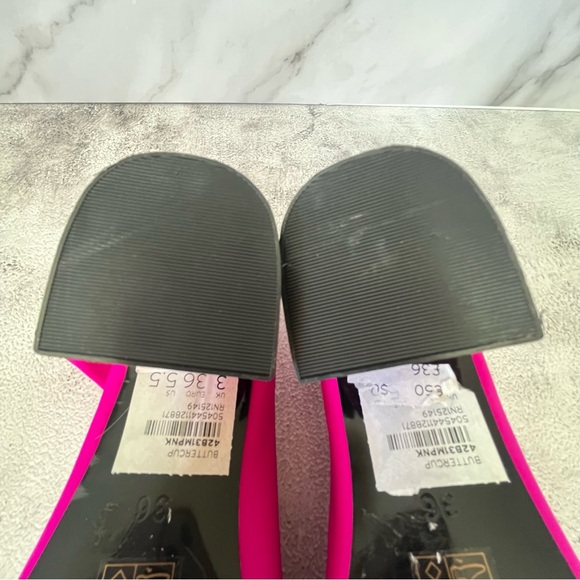 New Topshop Hot Pink Stretch Ankle Block Heel Booties - Picture 12 of 15